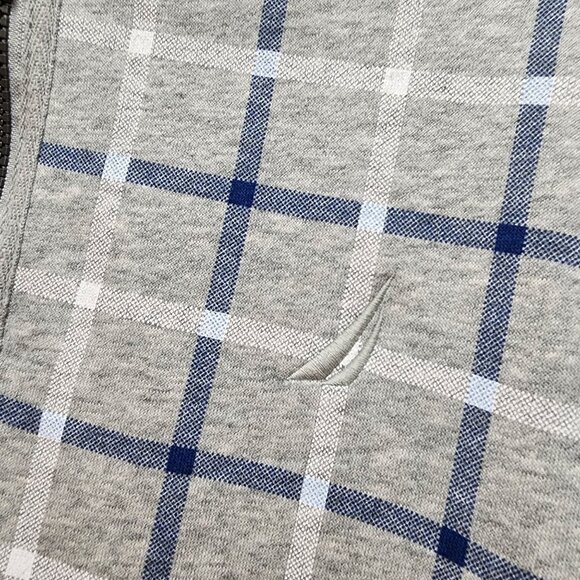 Nautica Shirt Mens XXL Gray Plaid 1/4 Zip Pullover Sweatshirt Cotton/Poly Blend - Picture 3 of 11